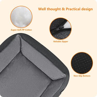 Ліжко для собак, диван-лежанка, подушка для тварин, корзинка для собак. Знімне та пральне, сірого кольору, розмір 90 x 75 x 25 см