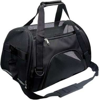 Транспортна сумка для тварин Tecageaon, схвалена авіакомпаніями, для середніх та маленьких котів, цуценят, кошенят, собак/котів, рожева (чорний, M)