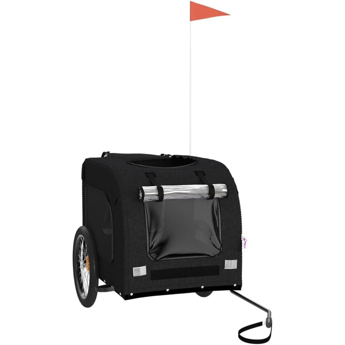 Фургон для собак VidaXL - чорний, 45 кг, з прапором та відбивачами, 69 x 133.5 x 73.5 см