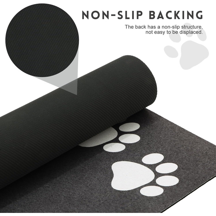 Килимок під миски для котів та собак SUKUTU, чорний, 40x60 см, неслизький, швидковисихаючий