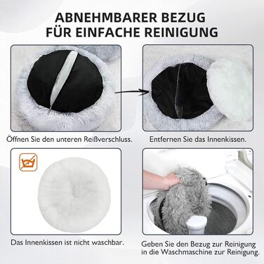 Ортопедичне ліжко для собак середнього розміру, миється, подушка для котів/собак, кругла, плюшеве ліжко-софа для собак/котів, 80x80x20 см, темно-сірий