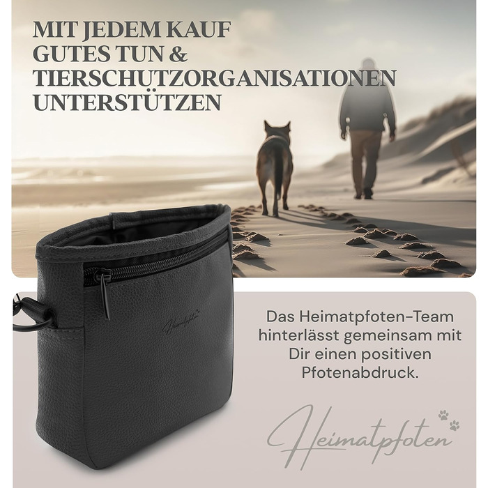 Сумка для ласощів для собак Heimatpfoten® з екошкіри, чорна, S - зручна гасiтна сумка з магнiтною застiвкою