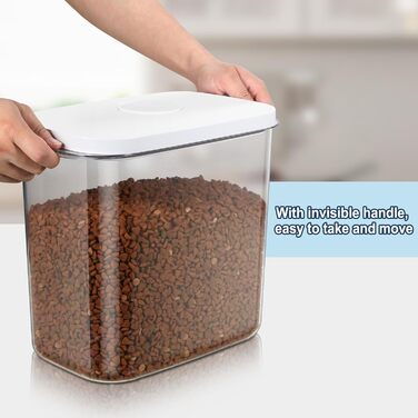 Контейнер для корму для собак та котів, BPA-free, прозорий, стекується, з мірною ложкою, губка для миття, Pop-Top кришка, з ручкою, 5,4 кг, білий, великий (12 л, 1 шт)