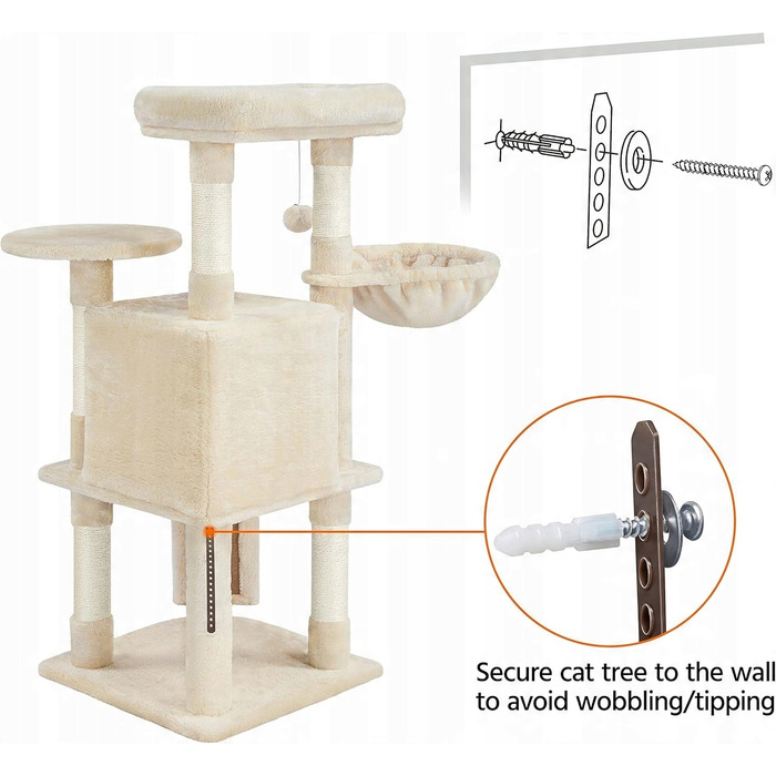 Комплекс для котів: дряпалка, будинок-будка та лежанка, 107 см