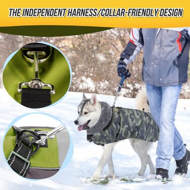 Зимовий собачий одяг SlowTon: водонепроникний, регульований, з флісовою підкладкою, з коміром-стойкою та шнурком, для малих, середніх та великих собак, Tarngrün (L)