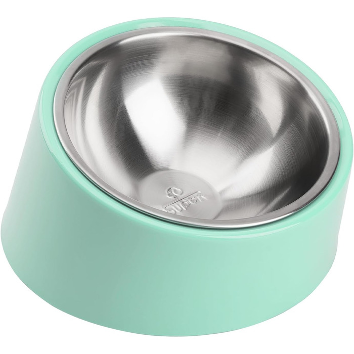 Нахилена годівниця для собак та котів SuperDesign 15°, зелений меламін, 600 мл