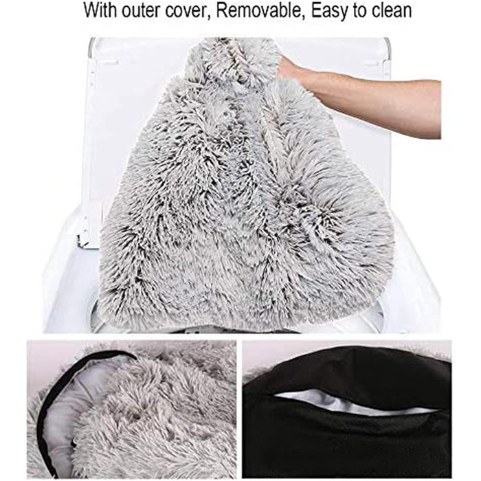 М'яке ліжко для собак у вигляді пончика, сіре, 70 см. Підходить для великих, середніх та маленьких собак та котів. Легко миється.