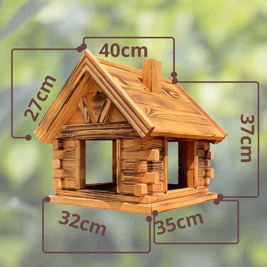 Дерев'яний будиночок для птахів з сосни, вигорілий, годівниця Vogelhaus