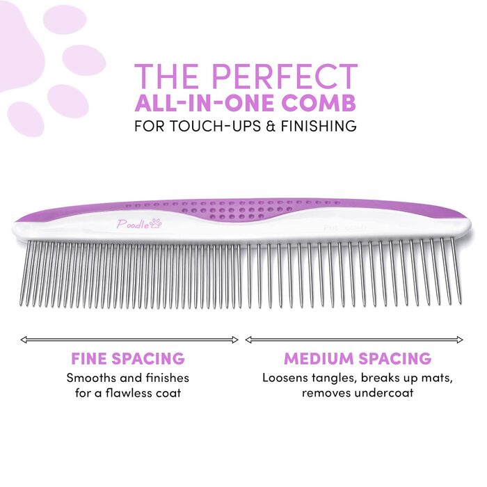 Гребінці для собак Пудель - 2 шт. з нержавіючої сталі. Легке видалення бруду, запобігання ковтунів. Підходять для довго- та короткошерстих собак середнього розміру