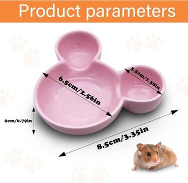 Миска для їжі та води для хом'яків LuckyOpt - мила форма мишки, кераміка, легко миється, для дрібних тварин, їжачок, білка, гризуни, цуцики (фіолетовий)