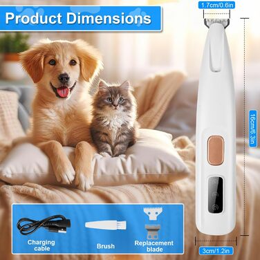 Професійний триммер для тварин PawTrim Pro з LED-підсвічуванням: бездротовий, водонепроникний, USB-зарядка, для собак, котів, догляду за лапами, вухами, обличчям та тілом