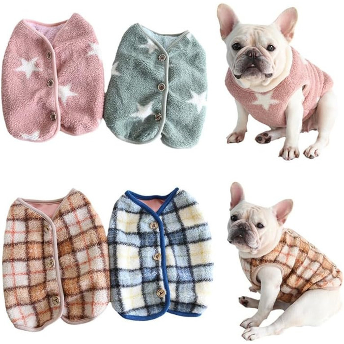 Теплий флісовий теплий одяг для собак великих порід, таких як Французький бульдог, Коргі, Мопс, Бульдог, Бультер'єр, Шіба та інші - зимова куртка, колір блакитний, розмір L: обхват грудей 58-64 см, блакитний