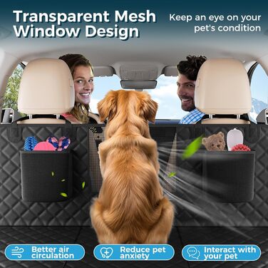 Водонепроникний захист для заднього сидіння авто: килимок для собак з жорсткою основою, захистом від подряпин та оглядовим вікном