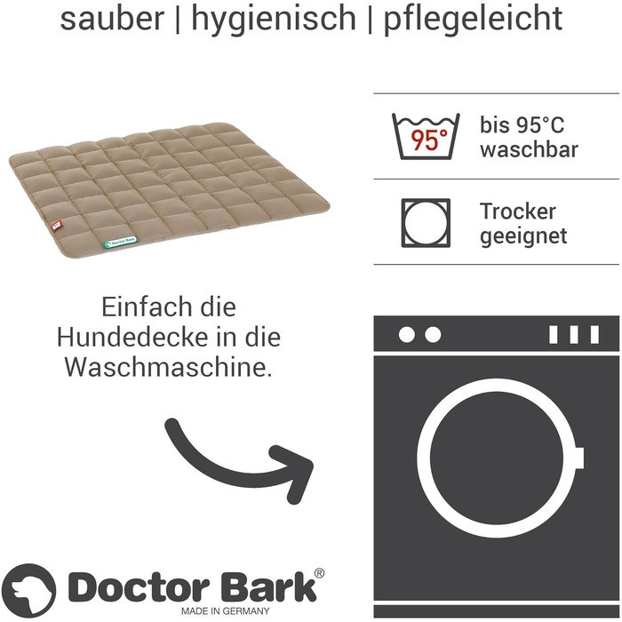 М'яка та якісна лежанка для собак середніх порід Doctor Bark, 80x70 см, Goldbraun (золотисто-коричнева), для дому та вулиці, витримує прання до 95°C