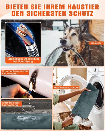 Електричне грілка для тварин на вулицю, вологостійке грілка, автоматичне регулювання температури, стійке до укусів, 40*50 см, сірий