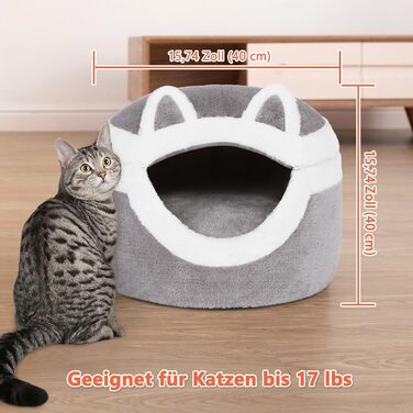 Ownpets Котяче ліжко-нірка 3-в-1, тепле знімне ліжко для котів до 7,7 кг, інтер'єрне зимове місце для сну, м'яке хутро кролика, сіре
