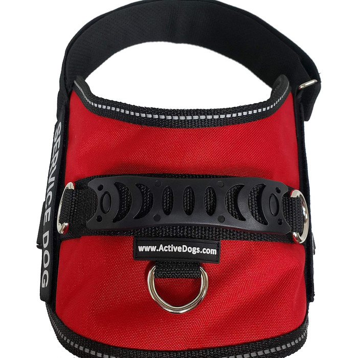 Шлея для собак ActiveDogs Air-Tech XL, Cordura, червона, з ручкою, ADA-картками та світловідбивними нашивками для сервісних собак (73,7-101,6 см)