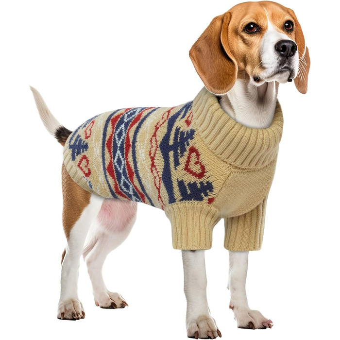 Пуловер для собак на Різдво, костюм для собак на Різдво, теплий пуловер для собак з флісу, куртка для собак на зиму, одяг для собак (Хакі, L)