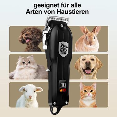 Машинка для стрижки собак, акумуляторна бездротова тиха, для котів та інших тварин, чорна
