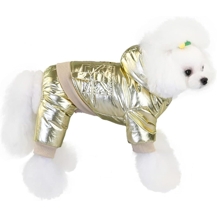Теплий зимовий одяг для собак: теплий комбінезон для собак з бавовни, теплий одяг для маленьких собак та котів, золотий колір
