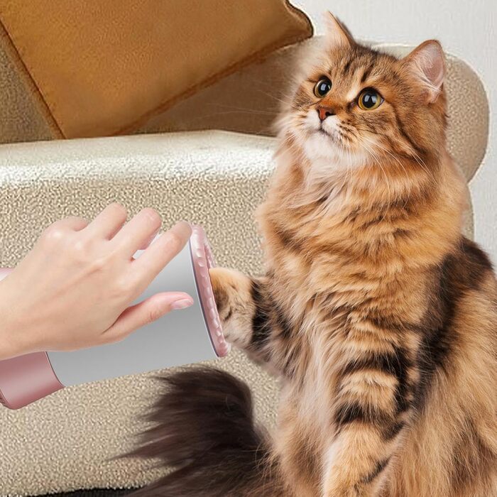 Автоматична мийка лап для собак - USB-зарядка, для маленьких, середніх, біла, рожева