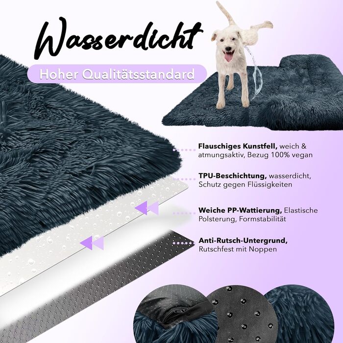 Захисний лежак для собак на диван, плюшевий коврик для собак, водонепроникний, знімний чохол, ковдра-захист для дивану, колір: темно-сірий, розмір M (102x85x12 см)