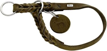 Дресирувальний нашийник для собак HUNTER SOLID EDUCATION, шкіряний, м'який, оливковий, розмір M (50 см)