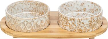 Набір мисок для собак TRIXIE, 800 мл, кераміка/бамбук - миска для корму для собак маленьких та середніх порід, діаметр 16 см, міцна та придатна для миття в посудомийній машині