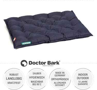 Ортопедична лежанка для собак Doctor Bark Urban (XXL, 100x80 см, Королівський блакитний) - міцна, для дому та вулиці, виготовлена в Німеччині, пральна до 95°C