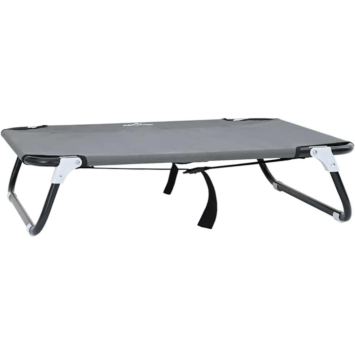 Складане ліжко для собак середніх порід від vidaXL – метал та тканина | Зручне підняте ліжко для дому та вулиці, довговічні меблі для тварин, сучасний дизайн (70 x 46 x 18 см, світло-сірий)