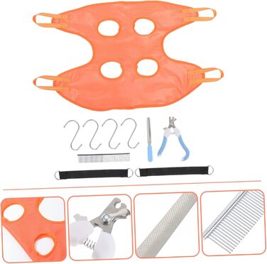 Гамак для грумінгу собак з машинкою для стрижки та кусачками для нігтів - практичний та безпечний аксесуар для догляду за домашніми тваринами (помаранчевий)