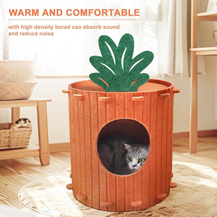 Двоярусна котяча кімната-будинок з когтеточкою, платформа та іграшкою, 60х40х40 см