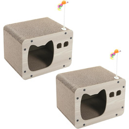 Котяче дряпак PETEPELA 2 шт. з картонної коробки-будиночка, килимок для дряпання, захист меблів