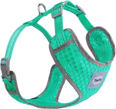 ThinkPet Дихаюча шлейка для собак XL, повітряна сітка, світловідбивна, неонова, рожевий кант