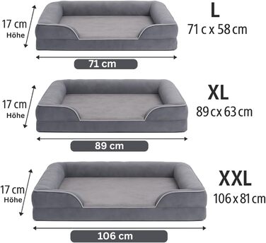 Ортопедичне лежанка для собак Преміум-класу з піною з ефектом пам'яті, великі породи - додаткова петелька для утримання, водонепроникний внутрішній чохол, собаче ліжко, подушка для собак, м'яка, знімний та пральний чохол, 106 x 81 x 17 см, темно-сірий XXL