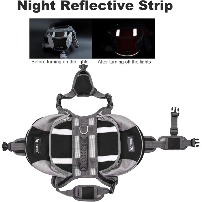 Шлейка для собак середніх та великих порід PETCUTE, чорна, з ручкою, для прогулянок, тренувань, відбиваючі елементи, водонепроникна (M)