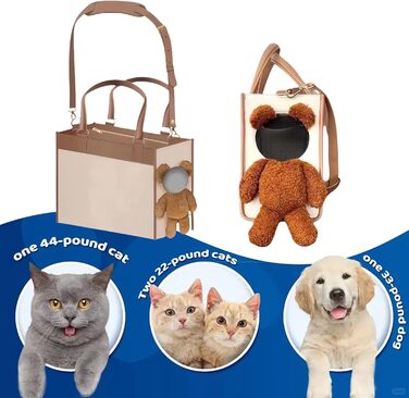 Модна сумка-переноска для собак та котів, з PU-шкіри, 38x29x18.5 см, Хакі