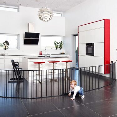 Захисне огорожа BabyDan Flex XXL, 90-350 см, чорна – захист дитини, для каміну, сходів, поділу кімнати, виготовлено в Данії