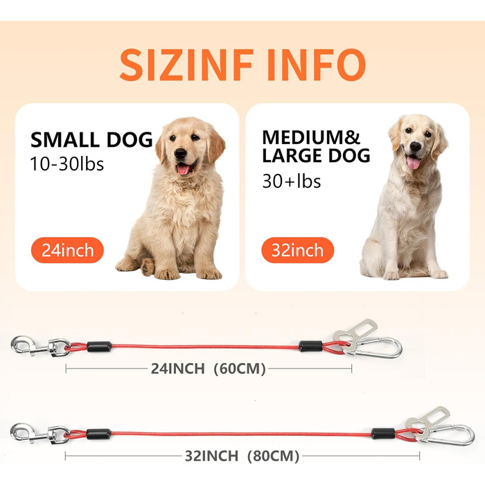 Автомобільний кріплення для собак Libbipaw, 2 шт. – безпечний ремінь для собак, червоний