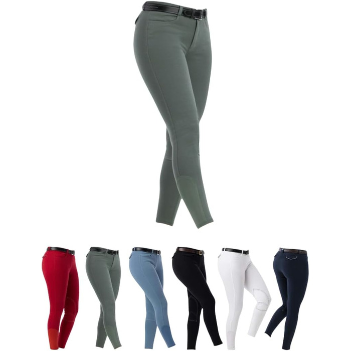 Лосини для верхової їзди Riding World Alexandrie для жінок та дітей | Лосини з накладками на колінах, кишені, 6 кольорів, розміри 104-176 та 32-44, колір: зелений