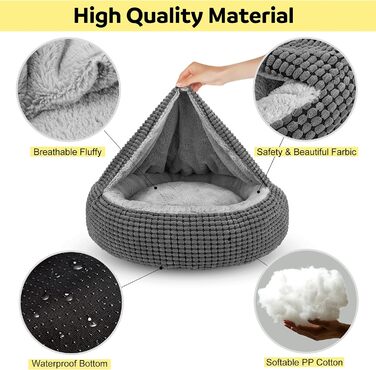 Кругла лежанка для собак та котів Siwa Mary з ортопедичним матрацом та м'якою підстилкою, 66 см, сірий колір