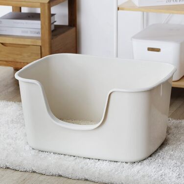 Великий відкритий лоток для котів Smart Paws Jumbo для мейн-кунів, з високими бортами, захистом від бризок, для кількох котів, кремовий