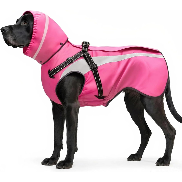 Водонепроникний дощовик для собак Oslueidy: дощовик з капюшоном для малих, середніх та великих собак, цуценят S-XXL (Рожевий, M)