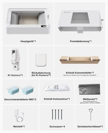 Автоматичний котячий туалет PETKIT Purobot Crystal Duo з камерою, моніторингом здоров'я, контролем запаху, відкритий дизайн для великих котів, сірий (T7W1A)