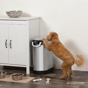Контейнер для корму simplehuman CW1886 25 л, нержавіюча сталь, герметичний, для зберігання сухого корму для собак і котів, 12 кг, 10 років гарантії
