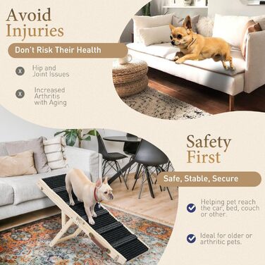 Сходинки для собак TOOSOAR: дерев'яна рампа для маленьких собак, для підйому на диван, ліжко, в автомобіль