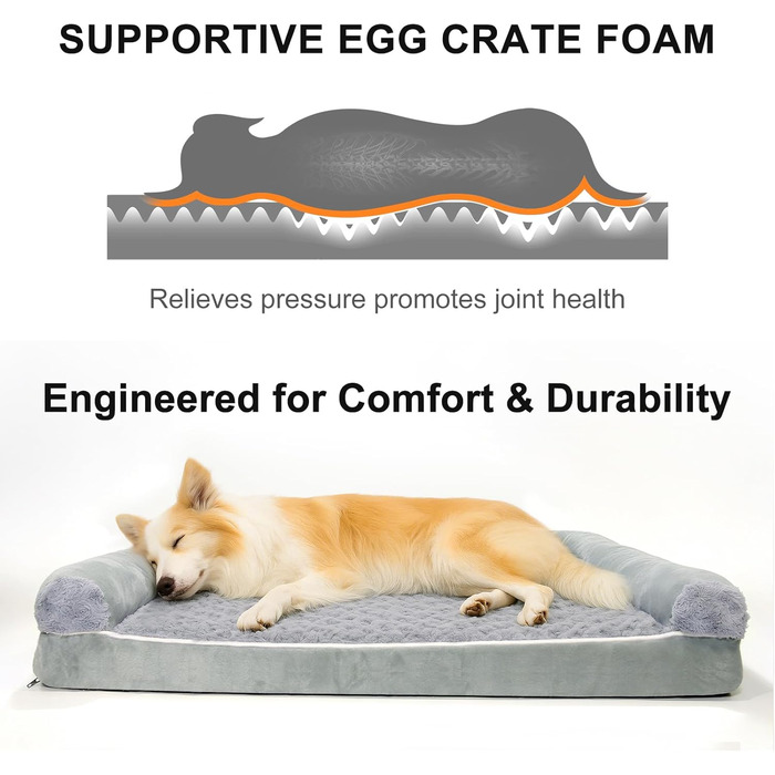 Ортопедичне ліжко для собак 90x65x18 см, сірого кольору - зручне собаче ліжко з бортиками, м'який дизайн з рожевими квітами, знімний та пральний чохол, неслизьке та водонепроникне покриття, підходить для собак середніх розмірів (L 90 x W 60 x H 18 см)