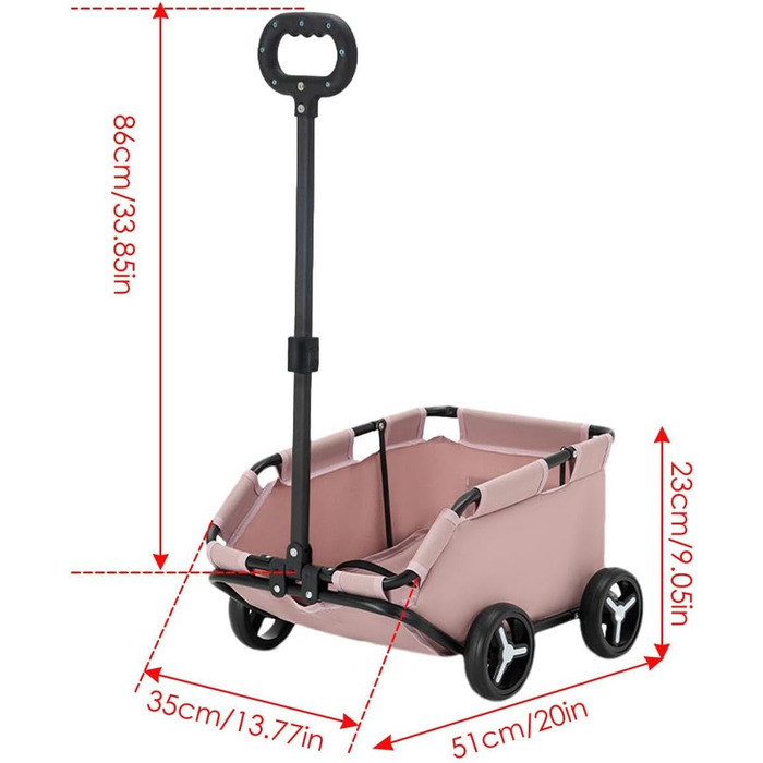 Транспортна переноска для собак та котів на колесах, складна | Рожева переноска-тролей для собак та котів