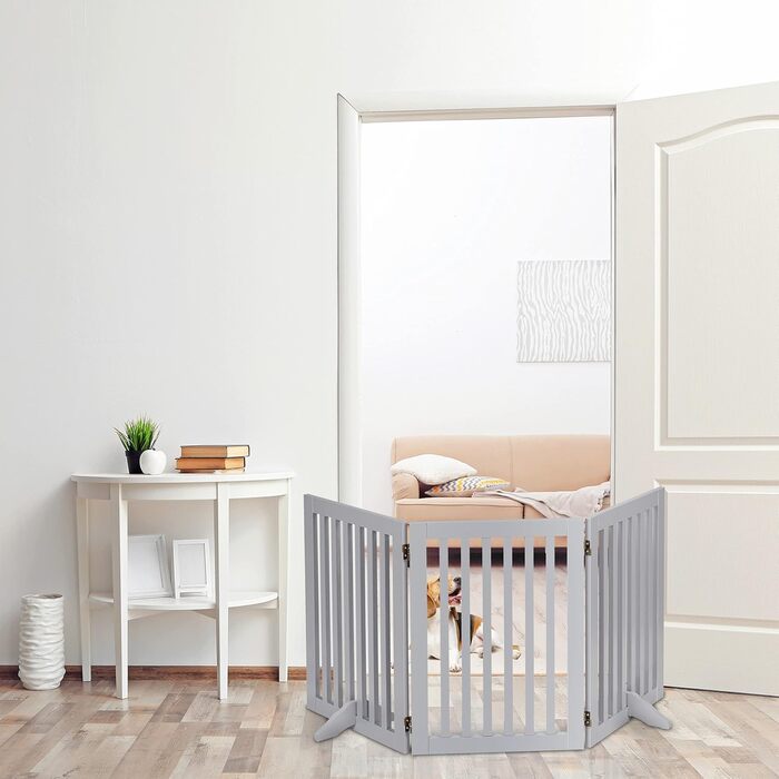 Захисна огорожа Relaxdays 70x154 см, складна, для собак і дітей, з ніжками, сіра