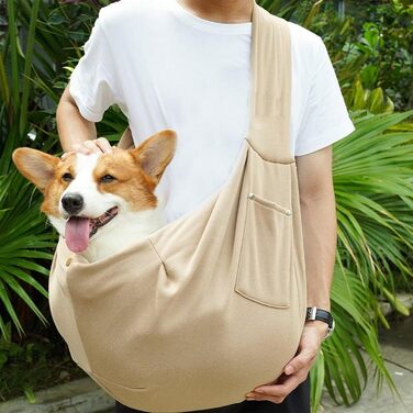 Сумка-переноска для котів та цуценят, наплічна, з кишенею, хакі